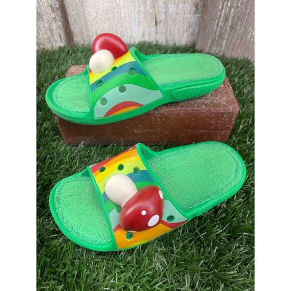CROCS Other - Crocs Kids’ Classic Zen Garden Terry Cloth Green Mushroom Slide Size C11